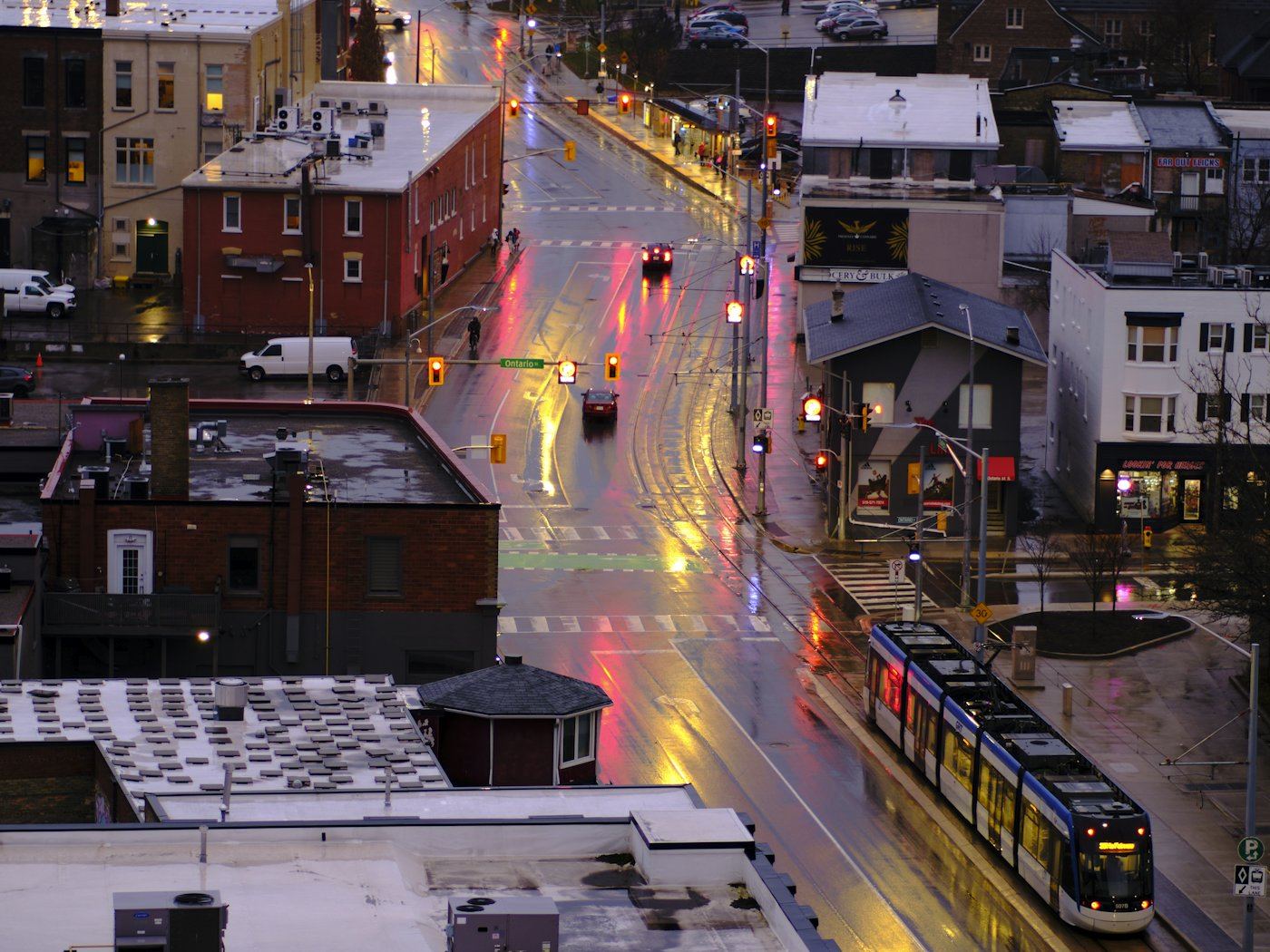 Downtown Kitchener, Ontario, with the ION light rail